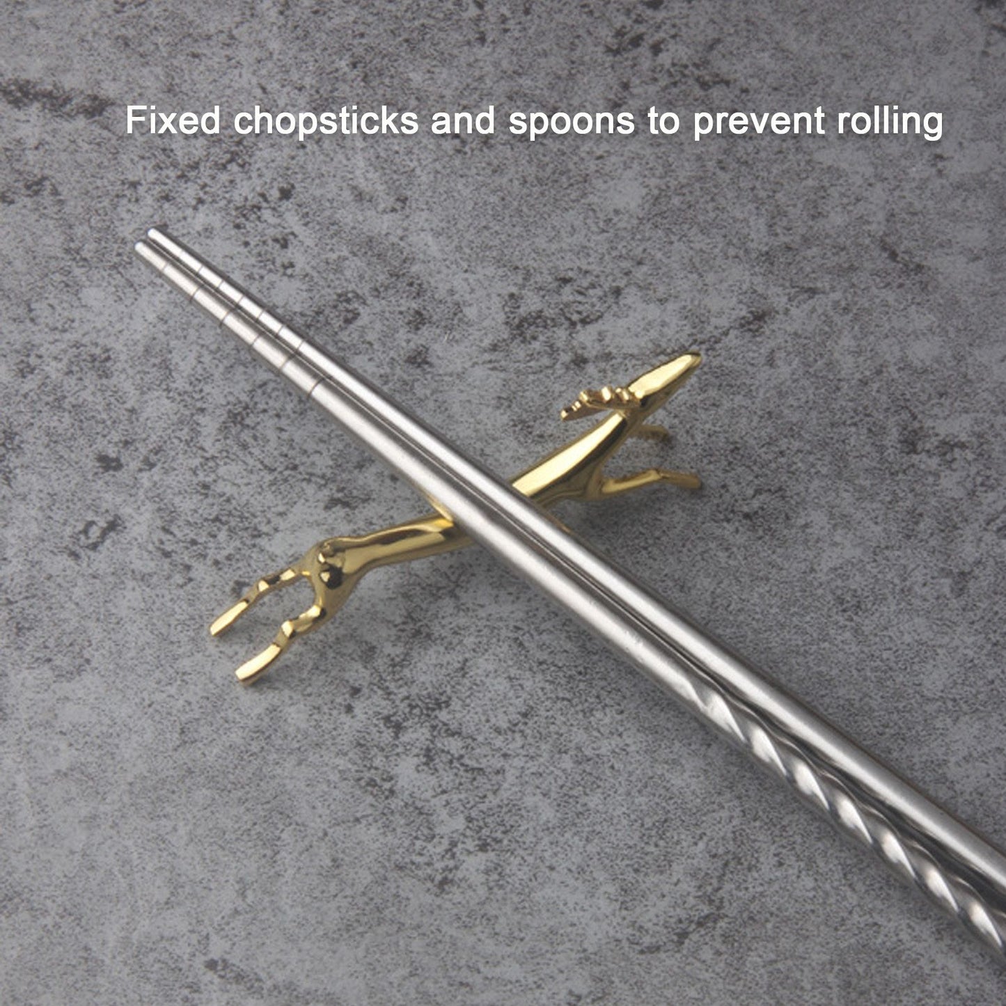 4Pcs Chopstick Rest Smoother Surfaces Reusable Cute Animal Design Gold Chopstick Rest for Home Restaurant V1294-YM0523-3118220003912
