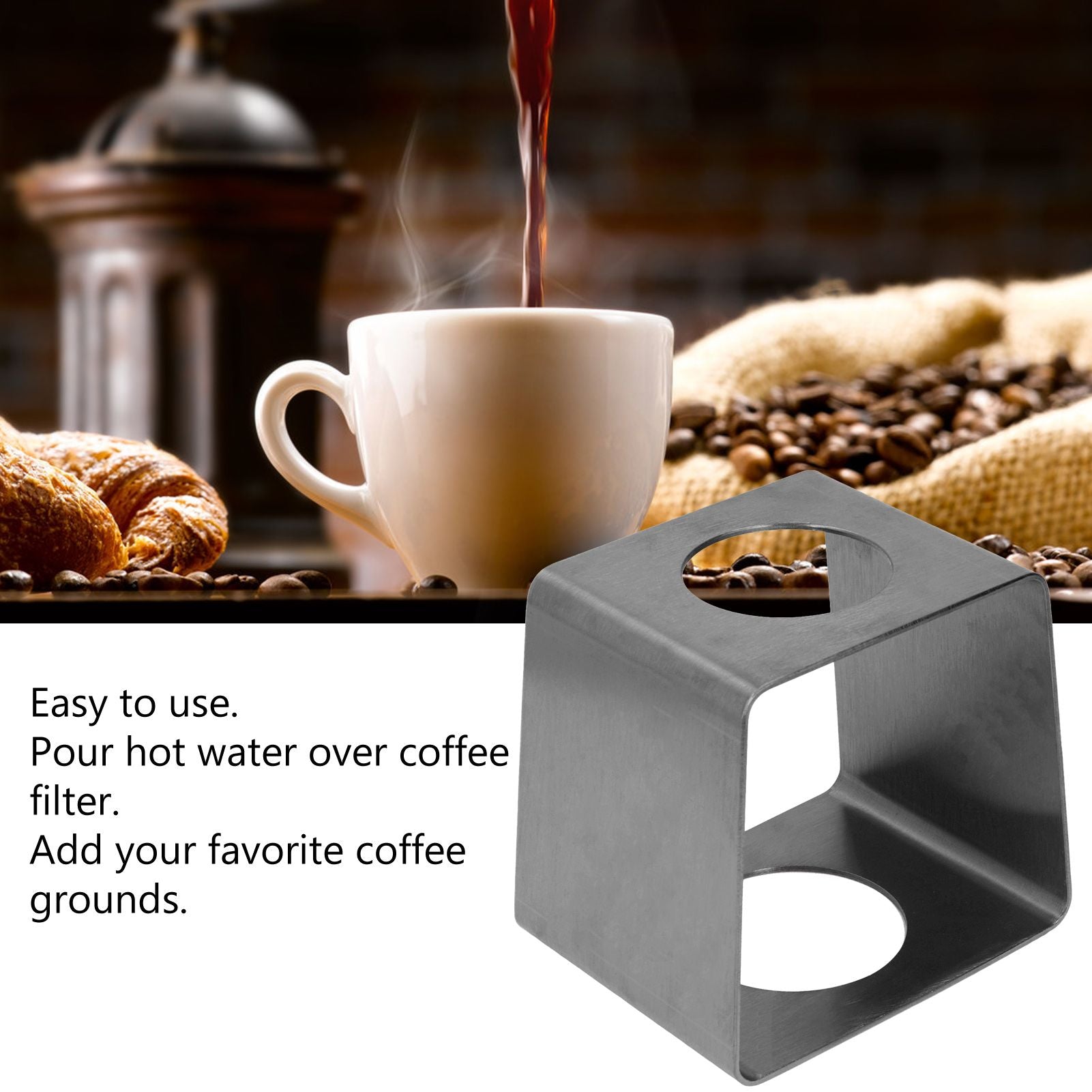 Coffee Drip Rack Stainless Steel Lightweight Coffee Filter Cup Stand for Home Cafe OfficeBlack V1294-YM0523-3118220004412