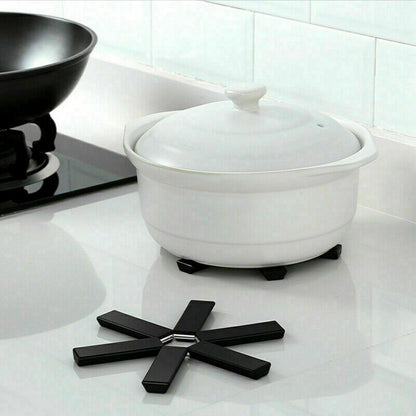 Foldable Trivets Heat Insulating Collapsible Pot Holder for Kitchen Dining Room Black V1294-YM0523-3118220004611