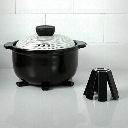 Foldable Trivets Heat Insulating Collapsible Pot Holder for Kitchen Dining Room Black V1294-YM0523-3118220004611