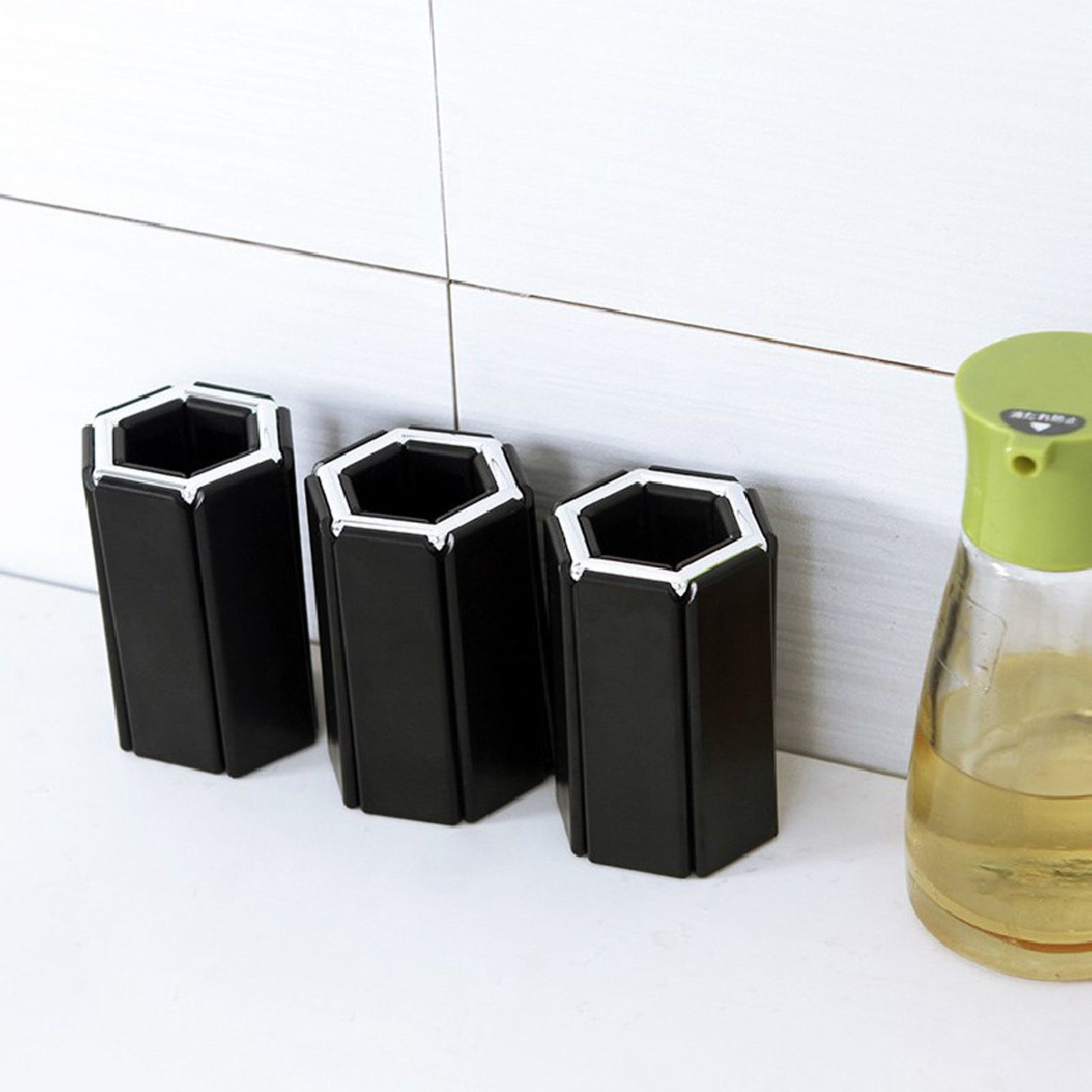 Foldable Trivets Heat Insulating Collapsible Pot Holder for Kitchen Dining Room Black V1294-YM0523-3118220004611