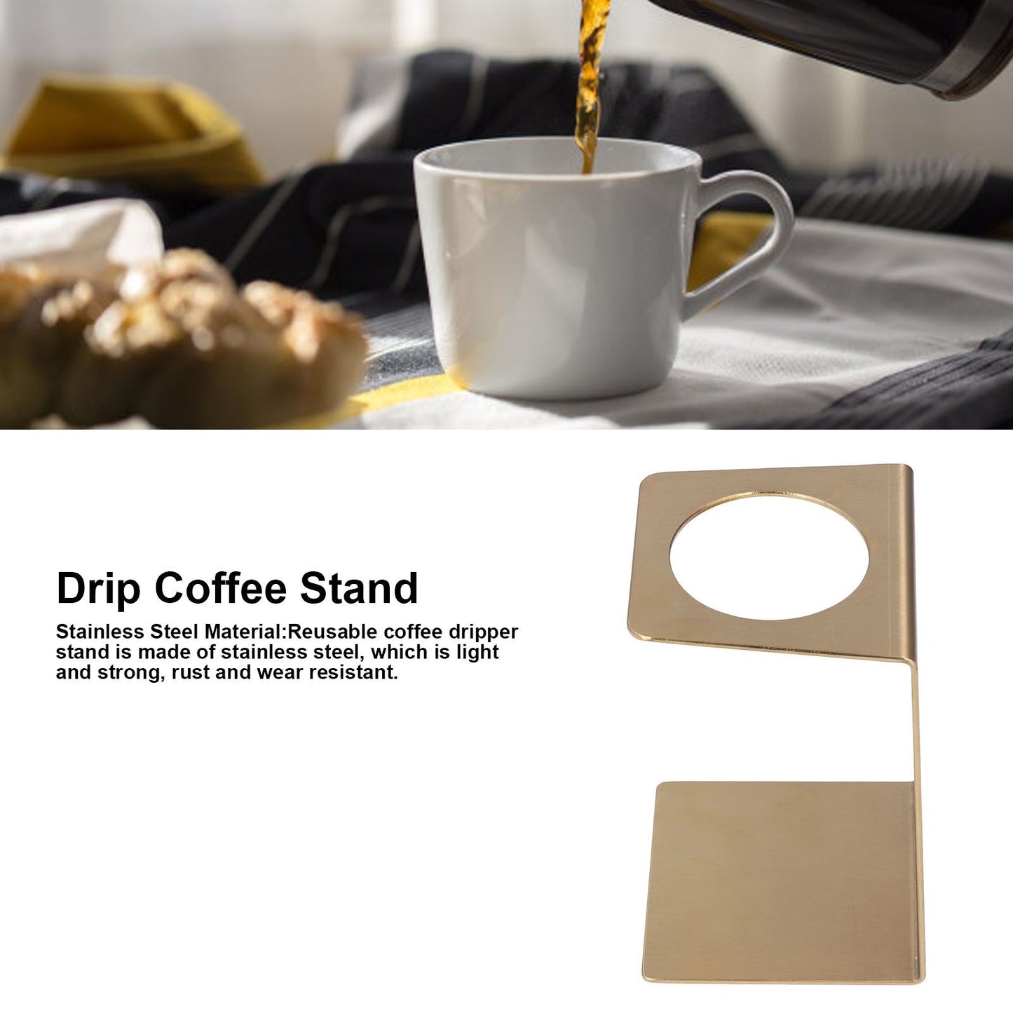 Drip Coffee Stand Samll Size Light Durable Metal Reusable Pour Over Coffee Dripper Stand for Cafe V1294-YM0523-3118220004711