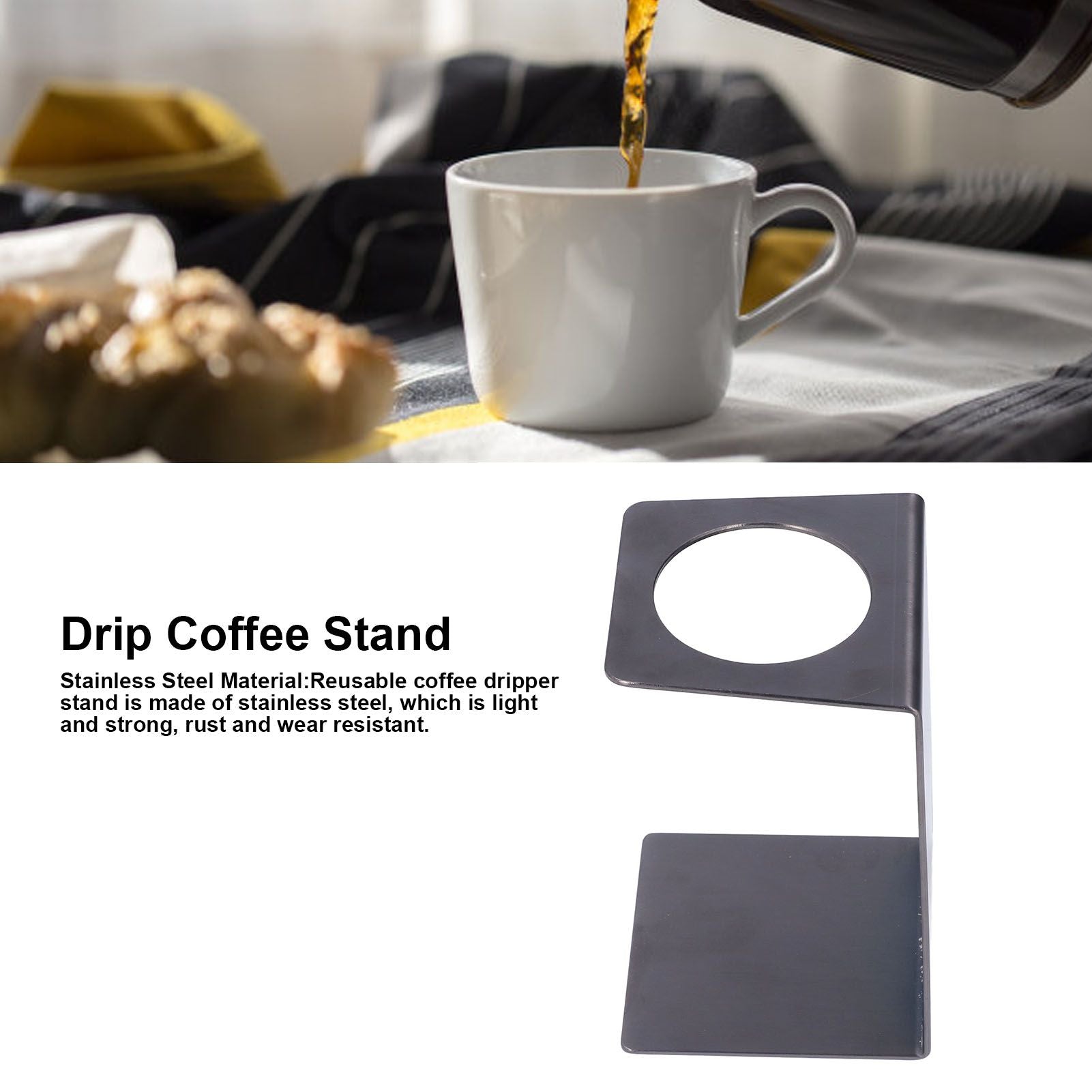 Drip Coffee Stand Samll Size Light Durable Metal Reusable Pour Over Coffee Dripper Stand for Cafe V1294-YM0523-3118220004712