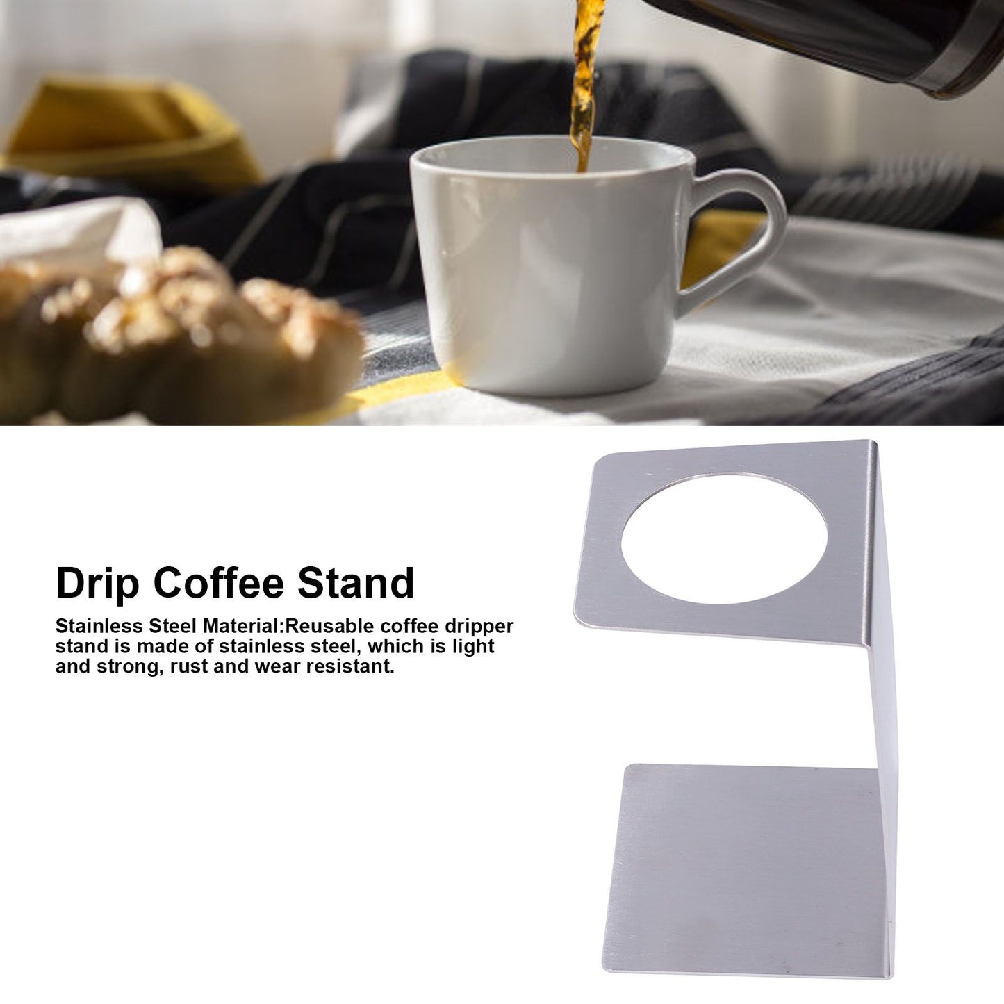 Drip Coffee Stand Samll Size Light Durable Metal Reusable Pour Over Coffee Dripper Stand for Cafe V1294-YM0523-3118220004713