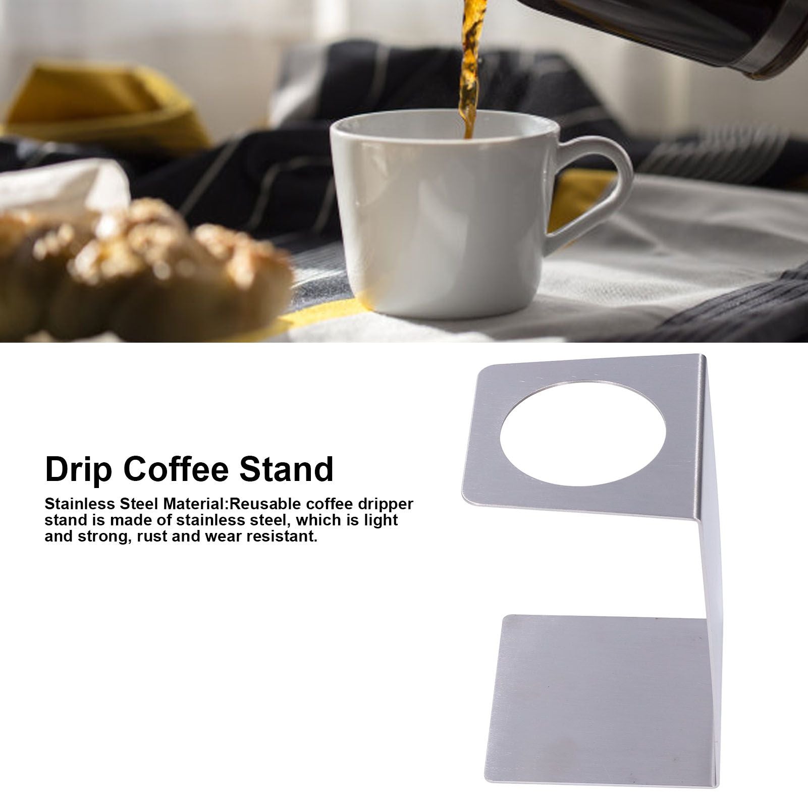 Drip Coffee Stand Samll Size Light Durable Metal Reusable Pour Over Coffee Dripper Stand for Cafe V1294-YM0523-3118220004713