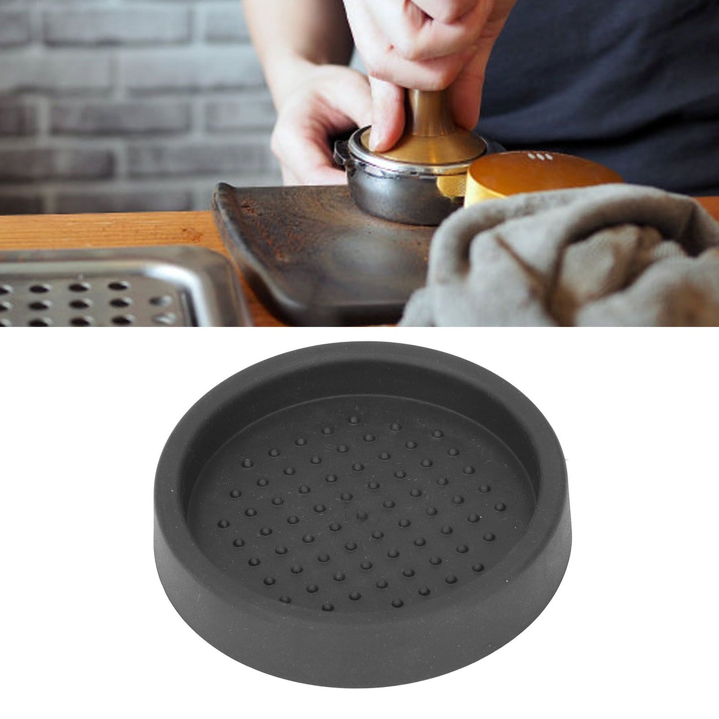 Coffee Tamper Mat Good Protection Compact Anti Slip Round Coffee Powder Pad for Cafe HouseholdBlack V1294-YM0523-3118220004911