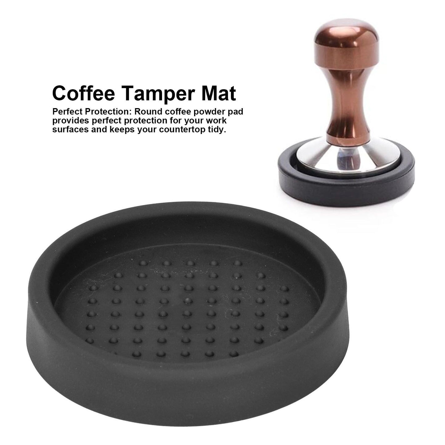 Coffee Tamper Mat Good Protection Compact Anti Slip Round Coffee Powder Pad for Cafe HouseholdBlack V1294-YM0523-3118220004911