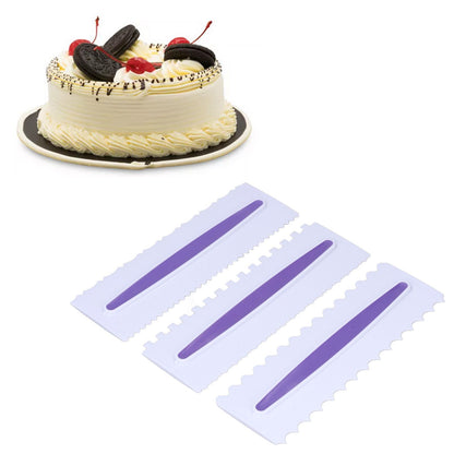 3Pcs Cake Scraper Premium Plastic Durable Glossy Surface Easy Operation Icing Smoother V1294-YM0523-3118220006211