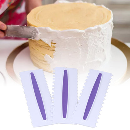 3Pcs Cake Scraper Premium Plastic Durable Glossy Surface Easy Operation Icing Smoother V1294-YM0523-3118220006211