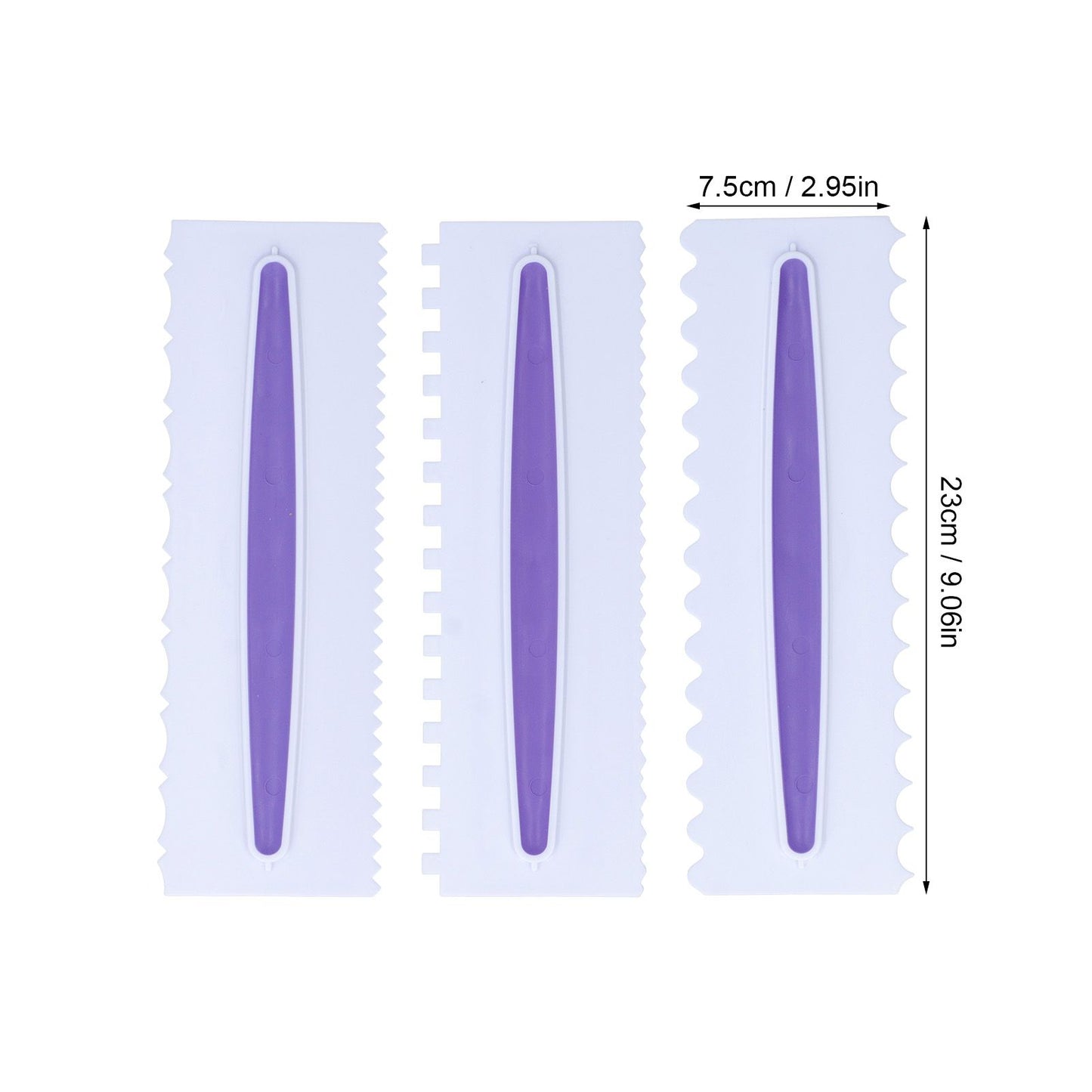 3Pcs Cake Scraper Premium Plastic Durable Glossy Surface Easy Operation Icing Smoother V1294-YM0523-3118220006211