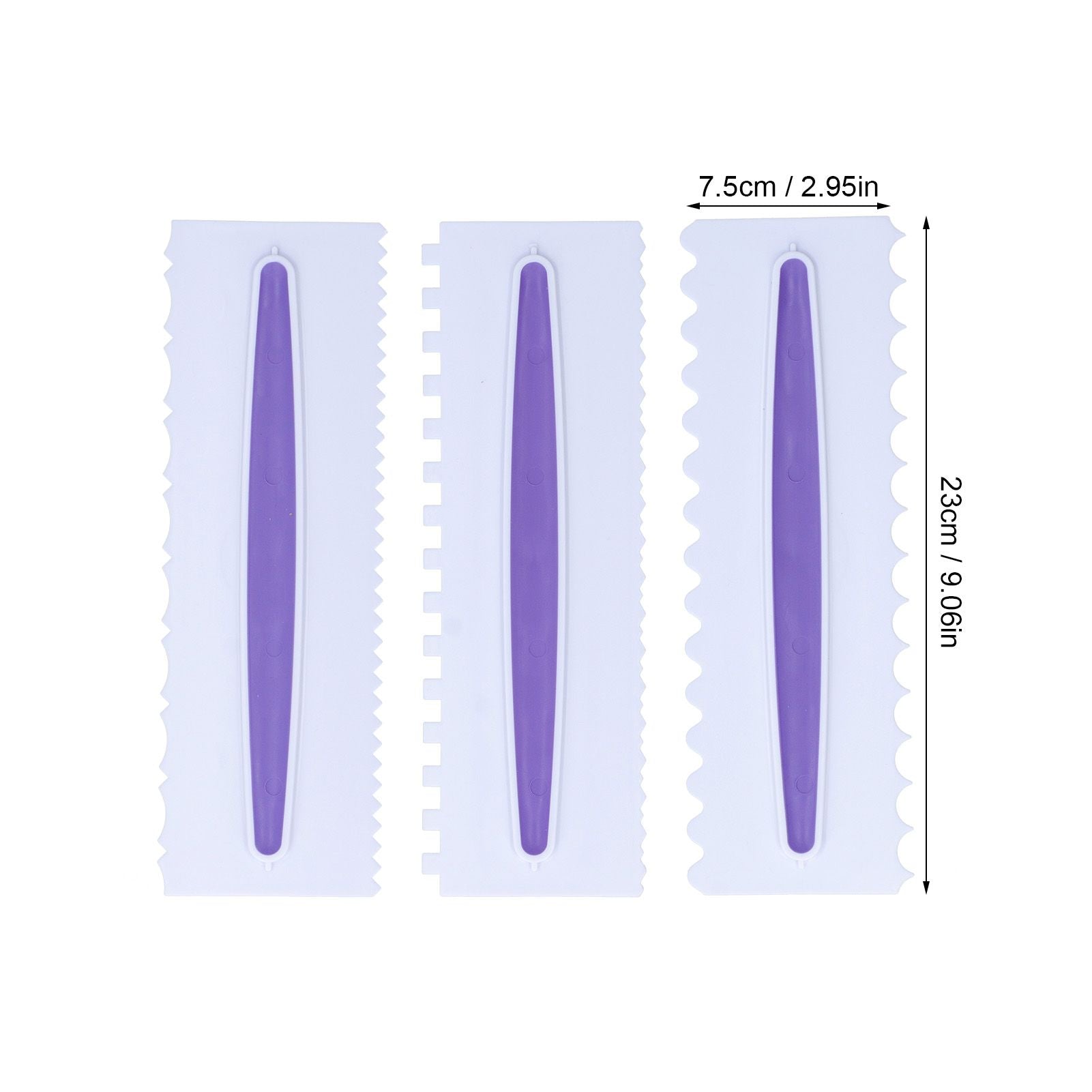 3Pcs Cake Scraper Premium Plastic Durable Glossy Surface Easy Operation Icing Smoother V1294-YM0523-3118220006211