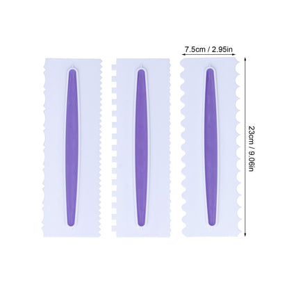 3Pcs Cake Scraper Premium Plastic Durable Glossy Surface Easy Operation Icing Smoother V1294-YM0523-3118220006211