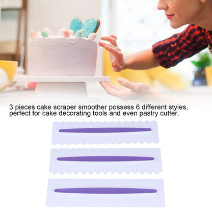 3Pcs Cake Scraper Premium Plastic Durable Glossy Surface Easy Operation Icing Smoother V1294-YM0523-3118220006211