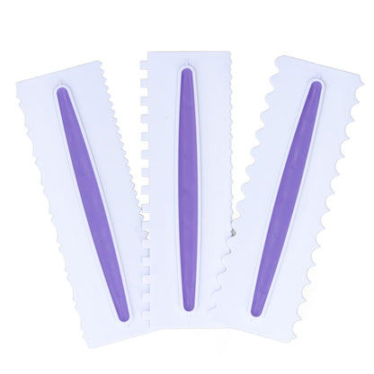 3Pcs Cake Scraper Premium Plastic Durable Glossy Surface Easy Operation Icing Smoother V1294-YM0523-3118220006211
