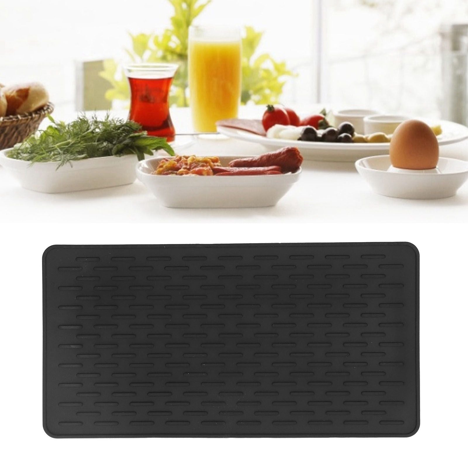 Silicone Insulation Pad Black Rectangle Heat Resisting Safe Handling Heat Insulation Pad for Kitchen V1294-YM0523-3118220007411