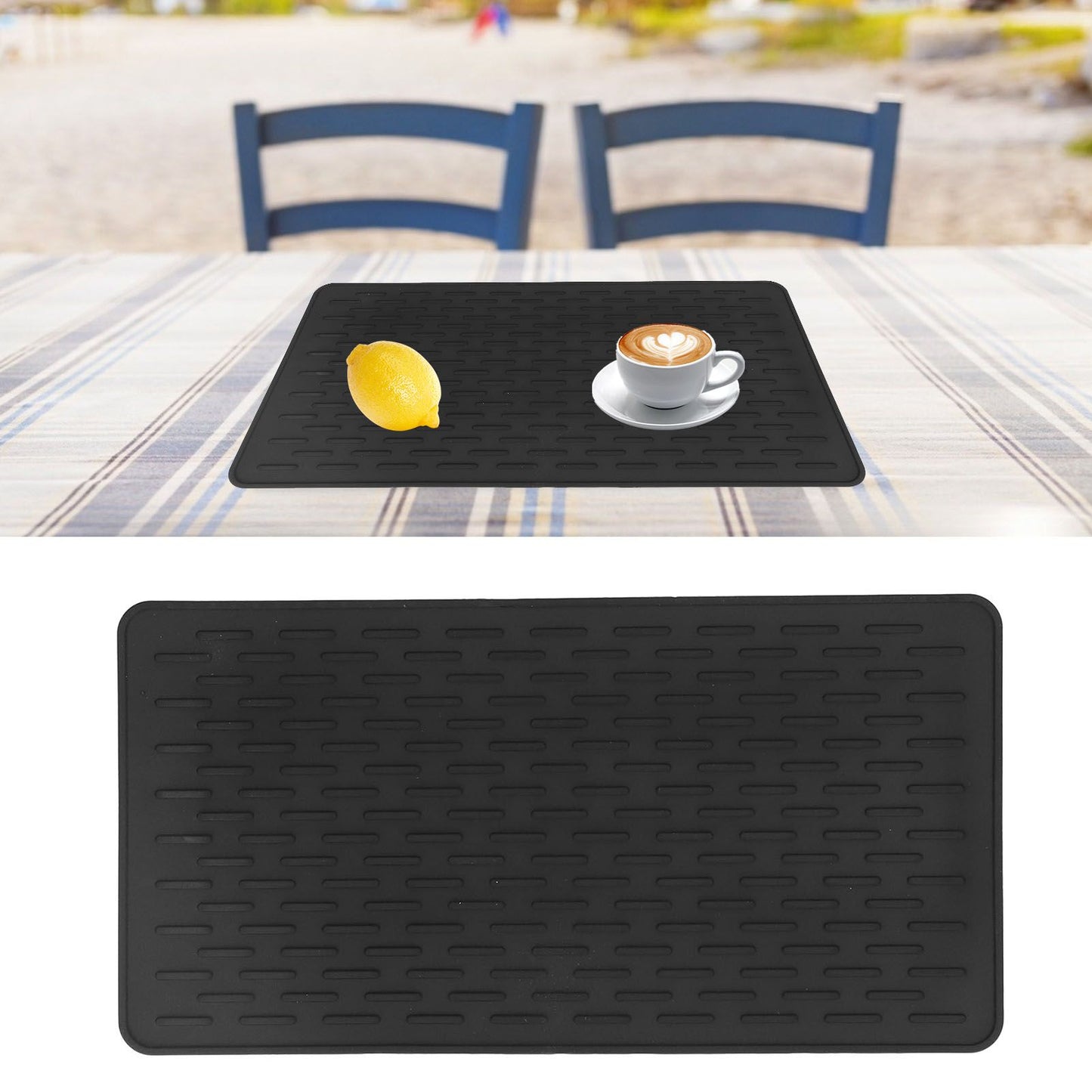 Silicone Insulation Pad Black Rectangle Heat Resisting Safe Handling Heat Insulation Pad for Kitchen V1294-YM0523-3118220007411