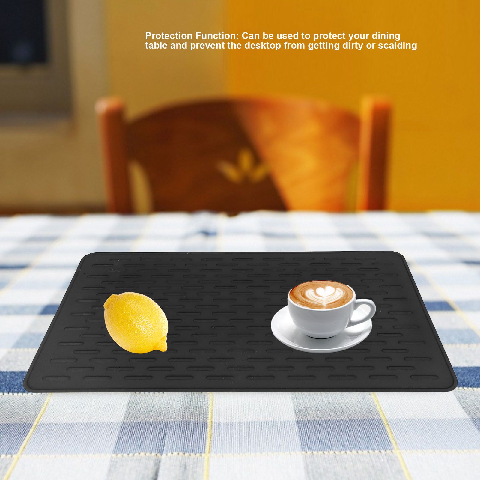 Silicone Insulation Pad Black Rectangle Heat Resisting Safe Handling Heat Insulation Pad for Kitchen V1294-YM0523-3118220007411