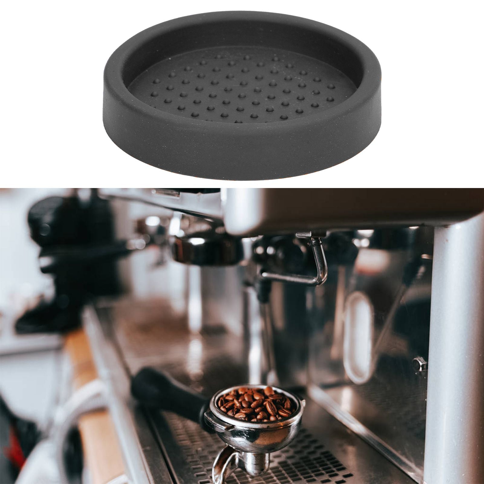 Round Silicone Coffee Tamper Mat Soft Heat Resistant Portable Coffee Tamper Pad for HomeBlack V1294-YM0523-3118220008811