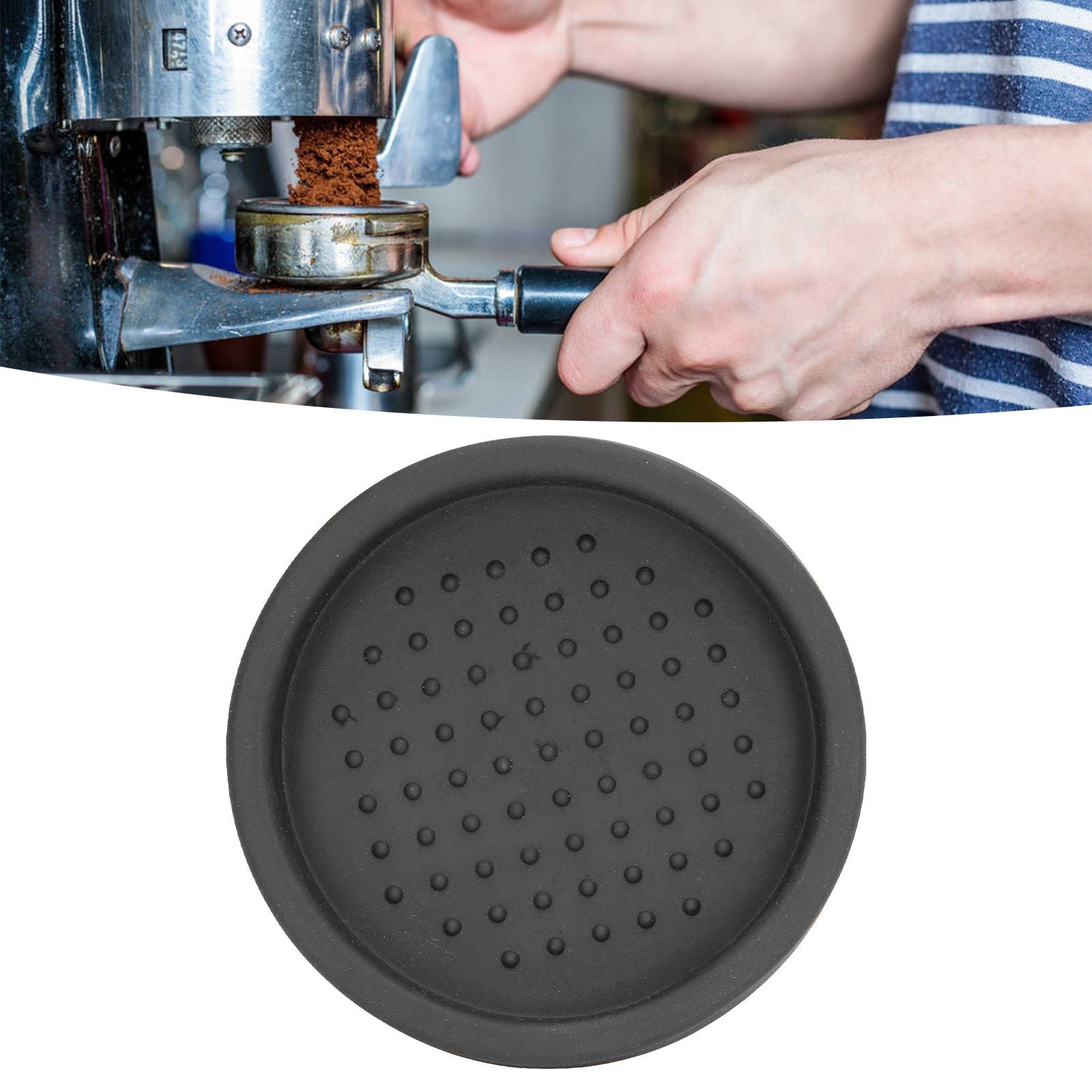 Round Silicone Coffee Tamper Mat Soft Heat Resistant Portable Coffee Tamper Pad for HomeBlack V1294-YM0523-3118220008811