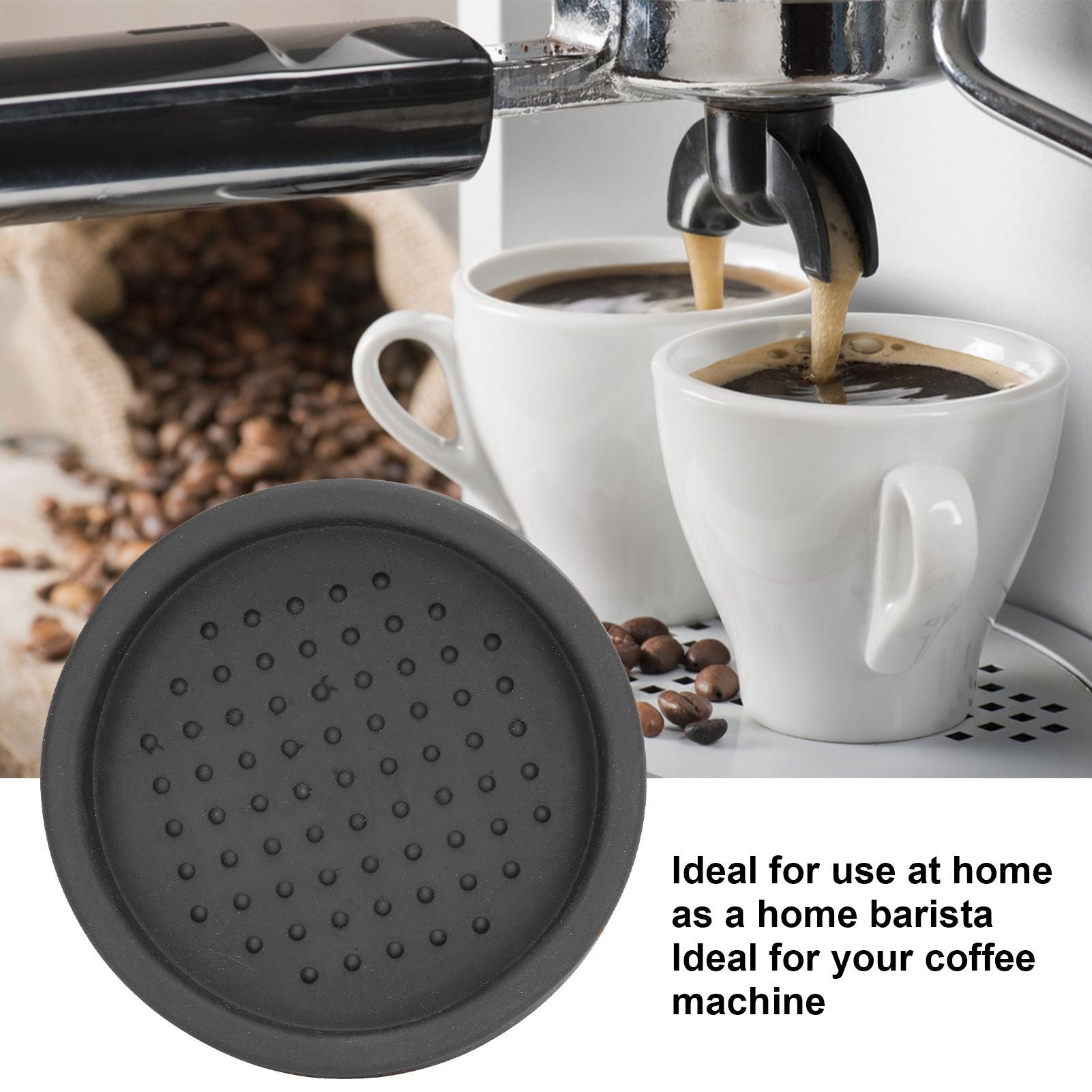 Round Silicone Coffee Tamper Mat Soft Heat Resistant Portable Coffee Tamper Pad for HomeBlack V1294-YM0523-3118220008811