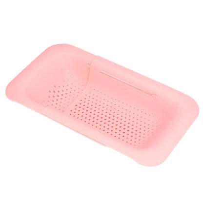 Strainer Basket Telescopic Design Anti Slip Rust Resistant Drain Colander Kitchen AccessoryPink V1294-YM0523-3118220009311