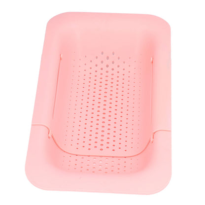 Strainer Basket Telescopic Design Anti Slip Rust Resistant Drain Colander Kitchen AccessoryPink V1294-YM0523-3118220009311