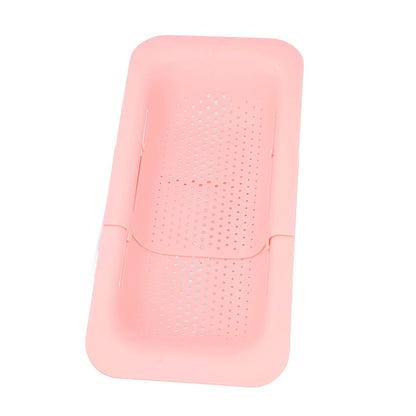 Strainer Basket Telescopic Design Anti Slip Rust Resistant Drain Colander Kitchen AccessoryPink V1294-YM0523-3118220009311