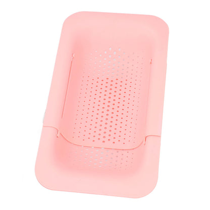 Strainer Basket Telescopic Design Anti Slip Rust Resistant Drain Colander Kitchen AccessoryPink V1294-YM0523-3118220009311