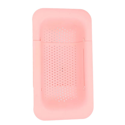 Strainer Basket Telescopic Design Anti Slip Rust Resistant Drain Colander Kitchen AccessoryPink V1294-YM0523-3118220009311