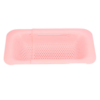 Strainer Basket Telescopic Design Anti Slip Rust Resistant Drain Colander Kitchen AccessoryPink V1294-YM0523-3118220009311