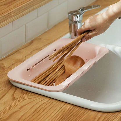 Strainer Basket Telescopic Design Anti Slip Rust Resistant Drain Colander Kitchen AccessoryPink V1294-YM0523-3118220009311