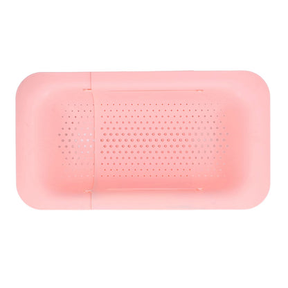 Strainer Basket Telescopic Design Anti Slip Rust Resistant Drain Colander Kitchen AccessoryPink V1294-YM0523-3118220009311
