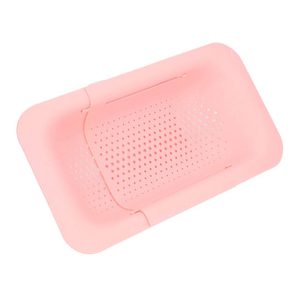Strainer Basket Telescopic Design Anti Slip Rust Resistant Drain Colander Kitchen AccessoryPink V1294-YM0523-3118220009311