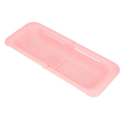 Strainer Basket Telescopic Design Anti Slip Rust Resistant Drain Colander Kitchen AccessoryPink V1294-YM0523-3118220009311