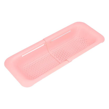Strainer Basket Telescopic Design Anti Slip Rust Resistant Drain Colander Kitchen AccessoryPink V1294-YM0523-3118220009311