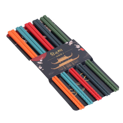 24cm 5 Color Chopsticks Set Silicone Stainless Steel Chopsticks Reusable Anti Slip Kitchen Tableware V1294-YM0523-3118220010811