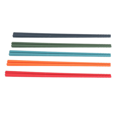 24cm 5 Color Chopsticks Set Silicone Stainless Steel Chopsticks Reusable Anti Slip Kitchen Tableware V1294-YM0523-3118220010811