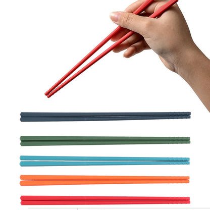 24cm 5 Color Chopsticks Set Silicone Stainless Steel Chopsticks Reusable Anti Slip Kitchen Tableware V1294-YM0523-3118220010811