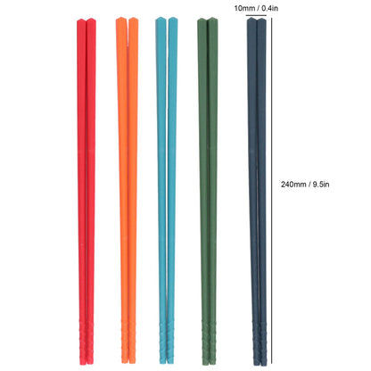 24cm 5 Color Chopsticks Set Silicone Stainless Steel Chopsticks Reusable Anti Slip Kitchen Tableware V1294-YM0523-3118220010811