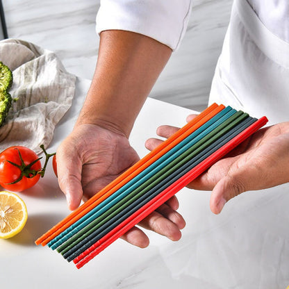 24cm 5 Color Chopsticks Set Silicone Stainless Steel Chopsticks Reusable Anti Slip Kitchen Tableware V1294-YM0523-3118220010811