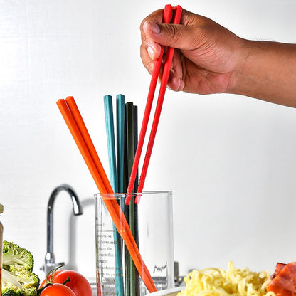 24cm 5 Color Chopsticks Set Silicone Stainless Steel Chopsticks Reusable Anti Slip Kitchen Tableware V1294-YM0523-3118220010811