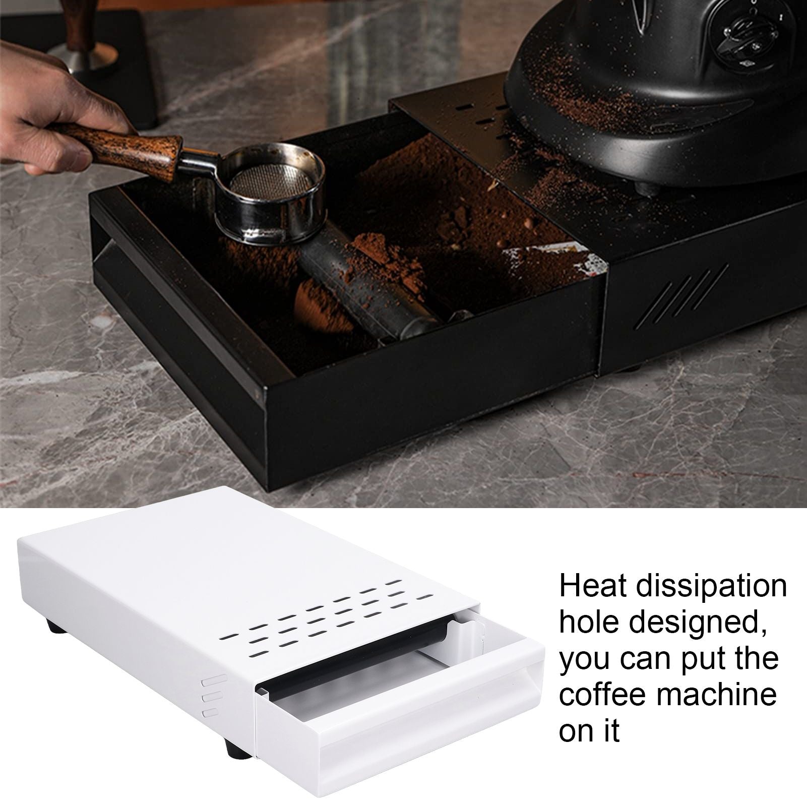 Coffee Knock Box Drawer Stainless Steel Thickened Coffee Residue Powder Box for Household ShopWhite V1294-YM0523-3118220010911