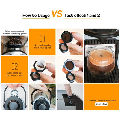 50ML Coffee Capsule Pods Cup with Spoon Brush Reusable Filter Stainless Steel Replacement for NespressoGold V1294-YM0523-3118220012911