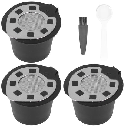 50ML Coffee Capsule Pods Cup with Spoon Brush Reusable Filter Stainless Steel Replacement for NespressoChrome V1294-YM0523-3118220012912