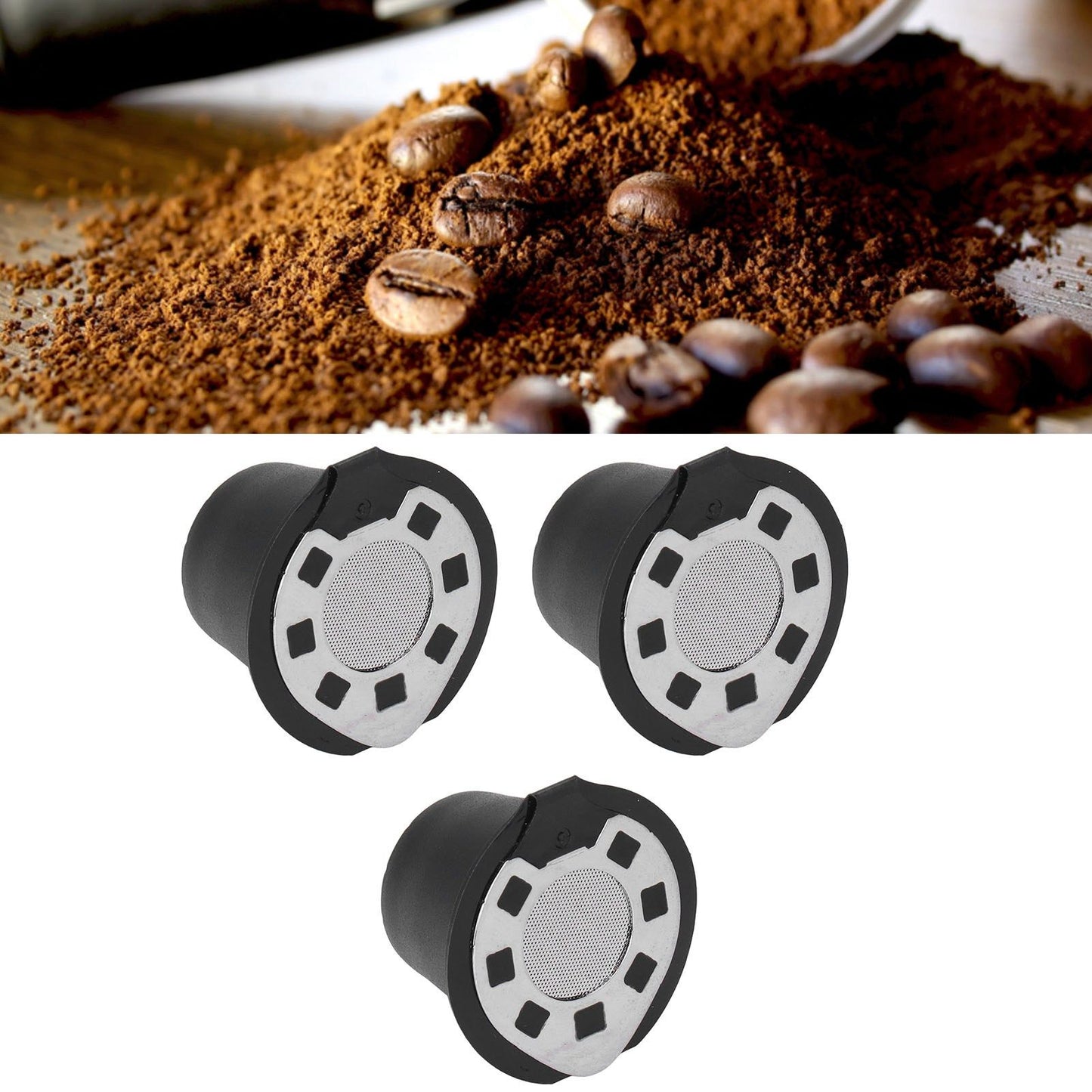 50ML Coffee Capsule Pods Cup with Spoon Brush Reusable Filter Stainless Steel Replacement for NespressoChrome V1294-YM0523-3118220012912