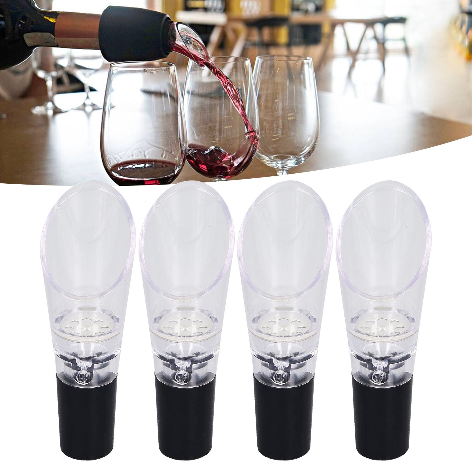 4PCS Wine Aerator Pourer PC Eco Friendly Decanter Spout Bar Accessories for Household PartySilver V1294-YM0523-3118220013311