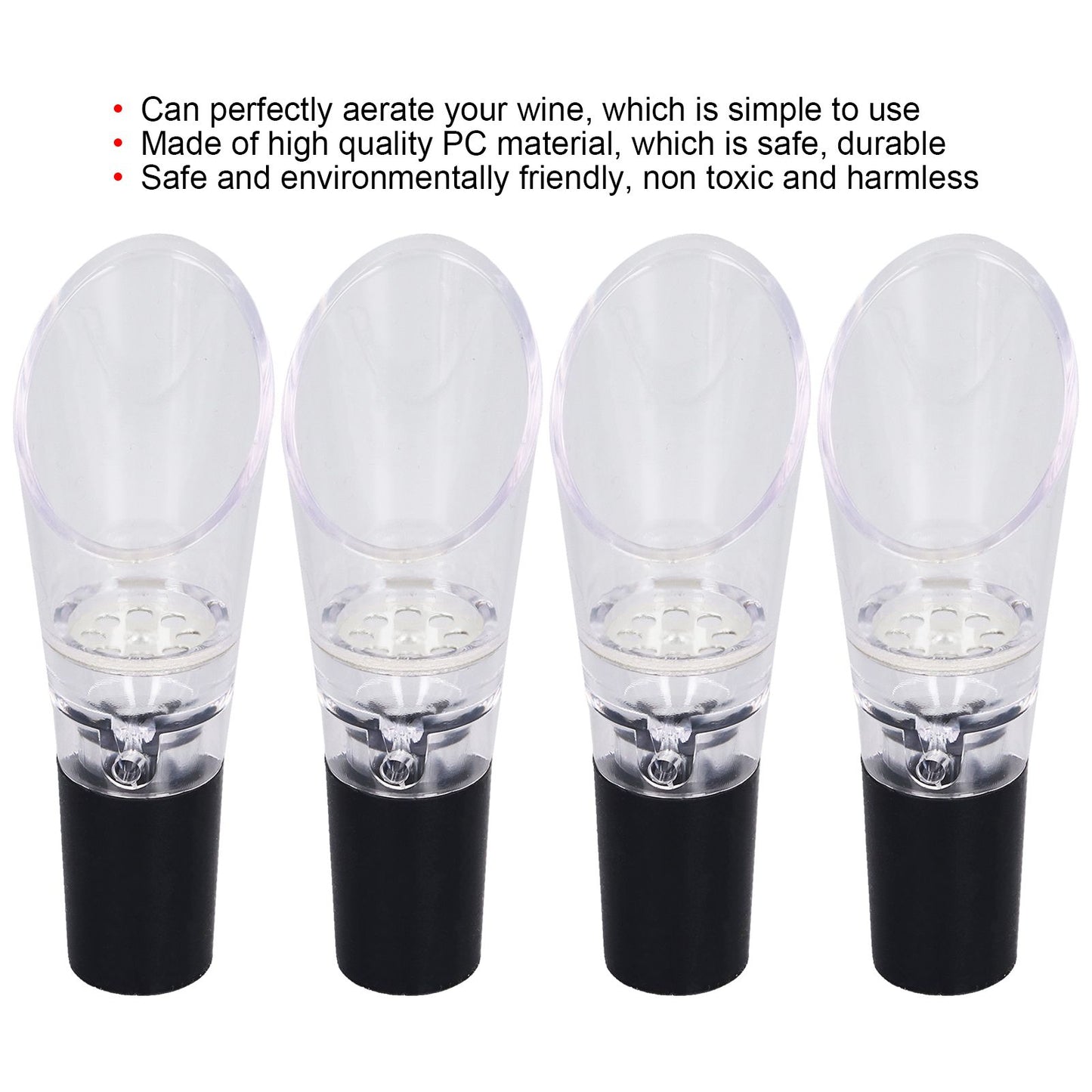 4PCS Wine Aerator Pourer PC Eco Friendly Decanter Spout Bar Accessories for Household PartySilver V1294-YM0523-3118220013311