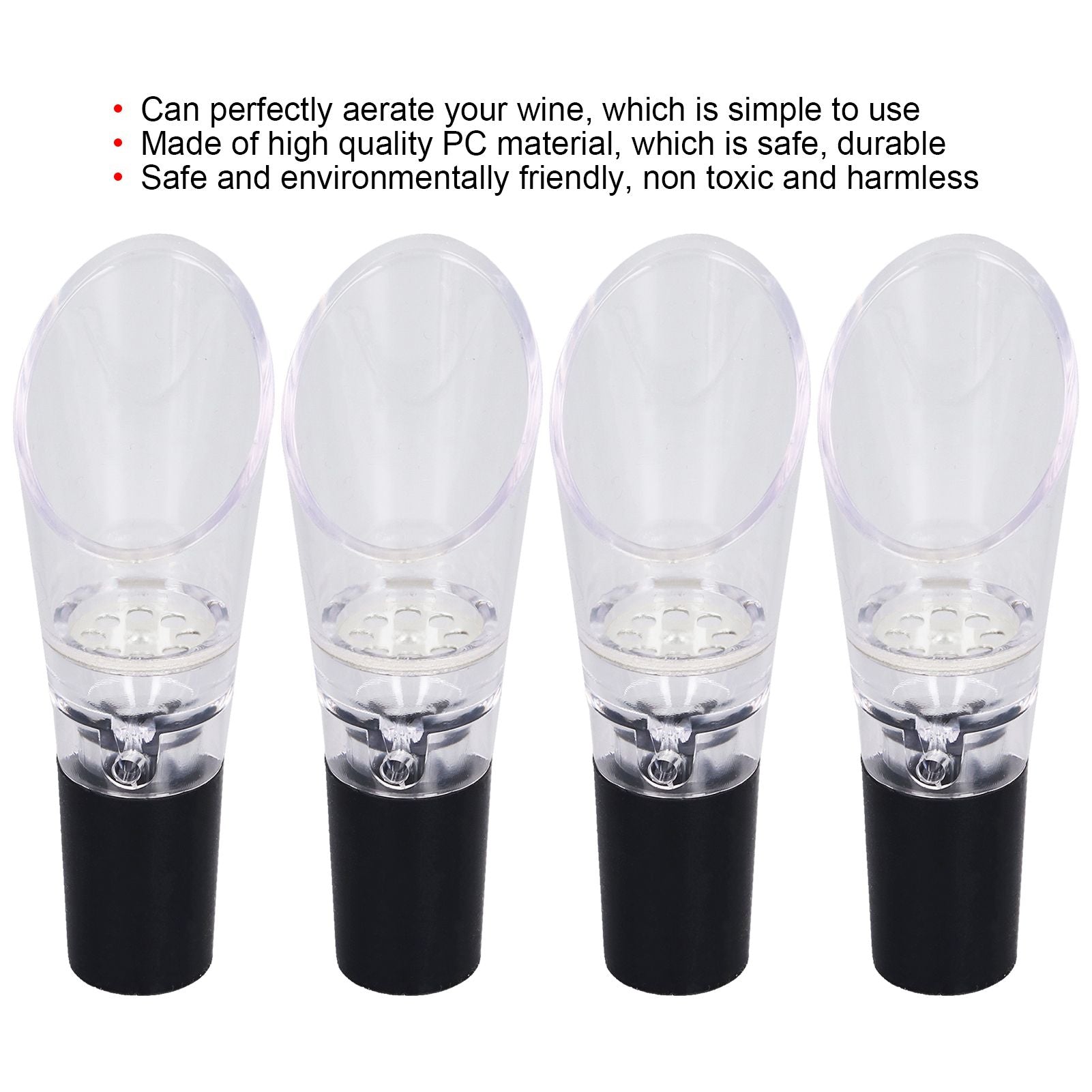 4PCS Wine Aerator Pourer PC Eco Friendly Decanter Spout Bar Accessories for Household PartySilver V1294-YM0523-3118220013311