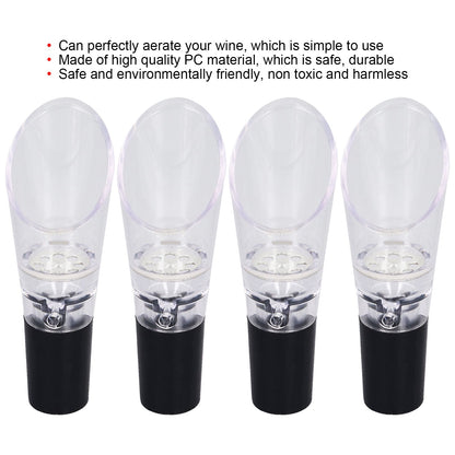 4PCS Wine Aerator Pourer PC Eco Friendly Decanter Spout Bar Accessories for Household PartySilver V1294-YM0523-3118220013311