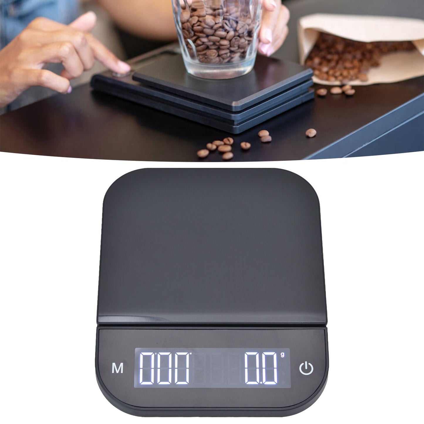 Coffee Scale Maximum 3KG Large LED Backlit Dual Units USB Charging Timing Function High Accuracy Kitchen Scale V1294-YM0523-3118220013811